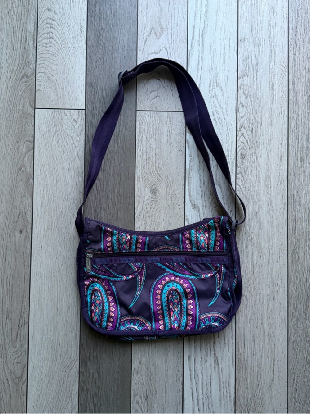LeSportsac Purple Paisley Crossbody Shoulder Bag